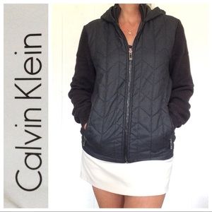 CALVIN KLEIN BLACK ZIP FRONT SWEATER JACKET SMALL